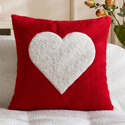 Textured Heart Pillow Covers - Red with White Heart