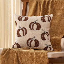 Textured Heart Pillow Covers - Ivory with Multiple Pumpkins