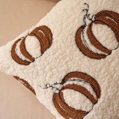 Textured Heart Pillow Covers - Ivory with Multiple Pumpkins