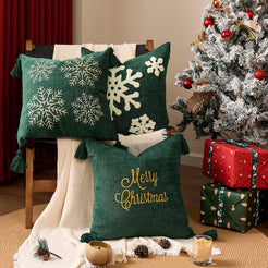 Tufted Snowflake Pillow Covers - Green Tufted Snowflake