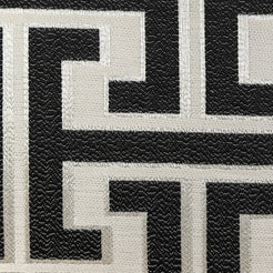 Geometric Jacquard Pillow Covers with Piping - Black