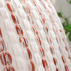 Striped Chenille Pillow Covers with Fringe - Rust Orange