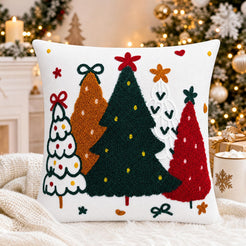 Colorful Tufted Christmas Tree Pillow Covers - Colorful Christmas Tree
