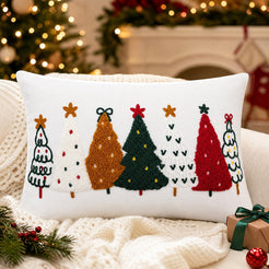 Colorful Tufted Christmas Tree Pillow Covers - Colorful Christmas Tree