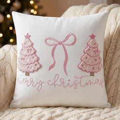 Colorful Tufted Christmas Tree Pillow Covers - Pink Christmas Tree