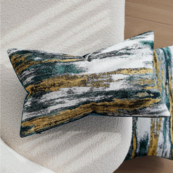 Teal and Gold Abstract Jacquard Pillow Covers - Abstract Jacquard
