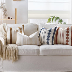 Embroidered Cotton-Blend Pillow Covers - Beige White