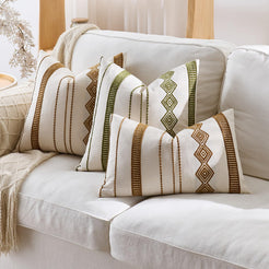 Embroidered Cotton-Blend Pillow Covers - Mustard Yellow