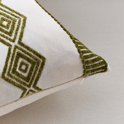 Embroidered Cotton-Blend Pillow Covers - Olive Green