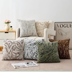 Abstract Marble Chenille Pillow Covers - Beige