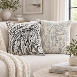 Abstract Marble Chenille Pillow Covers - Grey