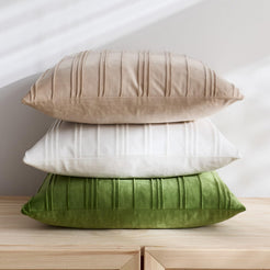 Pinch-Pleat Velvet Pillow Covers - White