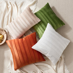 Pinch-Pleat Velvet Pillow Covers - White