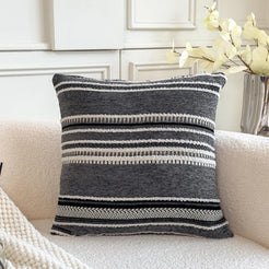 Boho Geometric Chenille Pillow Covers - Charcoal Grey 3