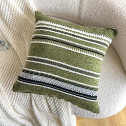 Boho Geometric Chenille Pillow Covers - Olive Green