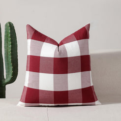 Yarn-Dyed Gingham Pillow Covers - Red Checkered