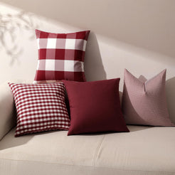 Yarn-Dyed Gingham Pillow Covers - Red Checkered