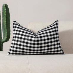 Yarn-Dyed Gingham Pillow Covers - Black Gingham