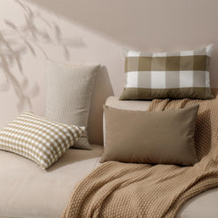 Yarn-Dyed Gingham Pillow Covers - Khaki Checkered
