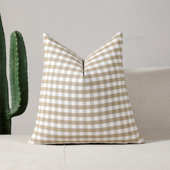 Yarn-Dyed Gingham Pillow Covers - Khaki Gingham