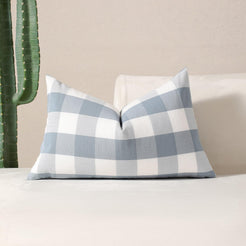 Yarn-Dyed Gingham Pillow Covers - Dusty Blue Checkered