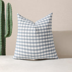 Yarn-Dyed Gingham Pillow Covers - Dusty Blue Gingham