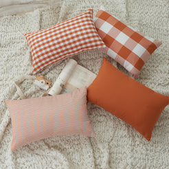 Yarn-Dyed Gingham Pillow Covers - Rust Orange Checkered
