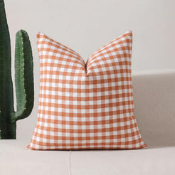 Yarn-Dyed Gingham Pillow Covers - Rust Orange Gingham
