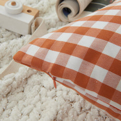 Yarn-Dyed Gingham Pillow Covers - Rust Orange Gingham
