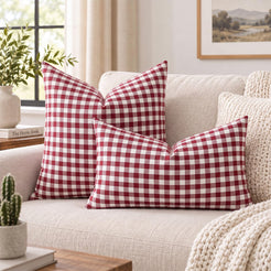 Yarn-Dyed Gingham Pillow Covers - Red Gingham