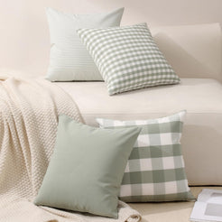 Yarn-Dyed Gingham Pillow Covers - Sage Green Checkered