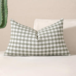 Yarn-Dyed Gingham Pillow Covers - Sage Green Gingham