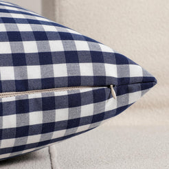 Yarn-Dyed Gingham Pillow Covers - Navy Blue Gingham