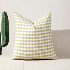 Yarn-Dyed Gingham Pillow Covers - Olive Green Gingham