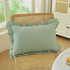 Ruffled Cotton Pillow Covers - Sage Green