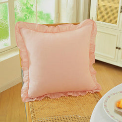 Ruffled Cotton Pillow Covers - Peach Pink