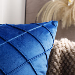 Diamond Pintuck Velvet Pillow Covers - Navy Blue
