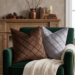 Diamond Pintuck Velvet Pillow Covers - Chocolate Brown