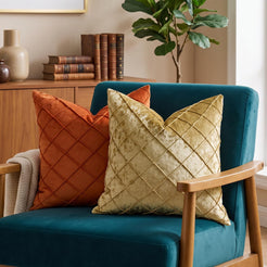 Diamond Pintuck Velvet Pillow Covers - Rust Orange
