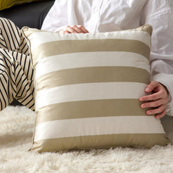 Striped and Checkered Velvet Pillow Covers - Taupe Stripe