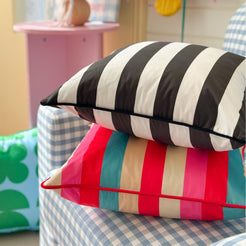 Striped and Checkered Velvet Pillow Covers - Rainbow Stripe