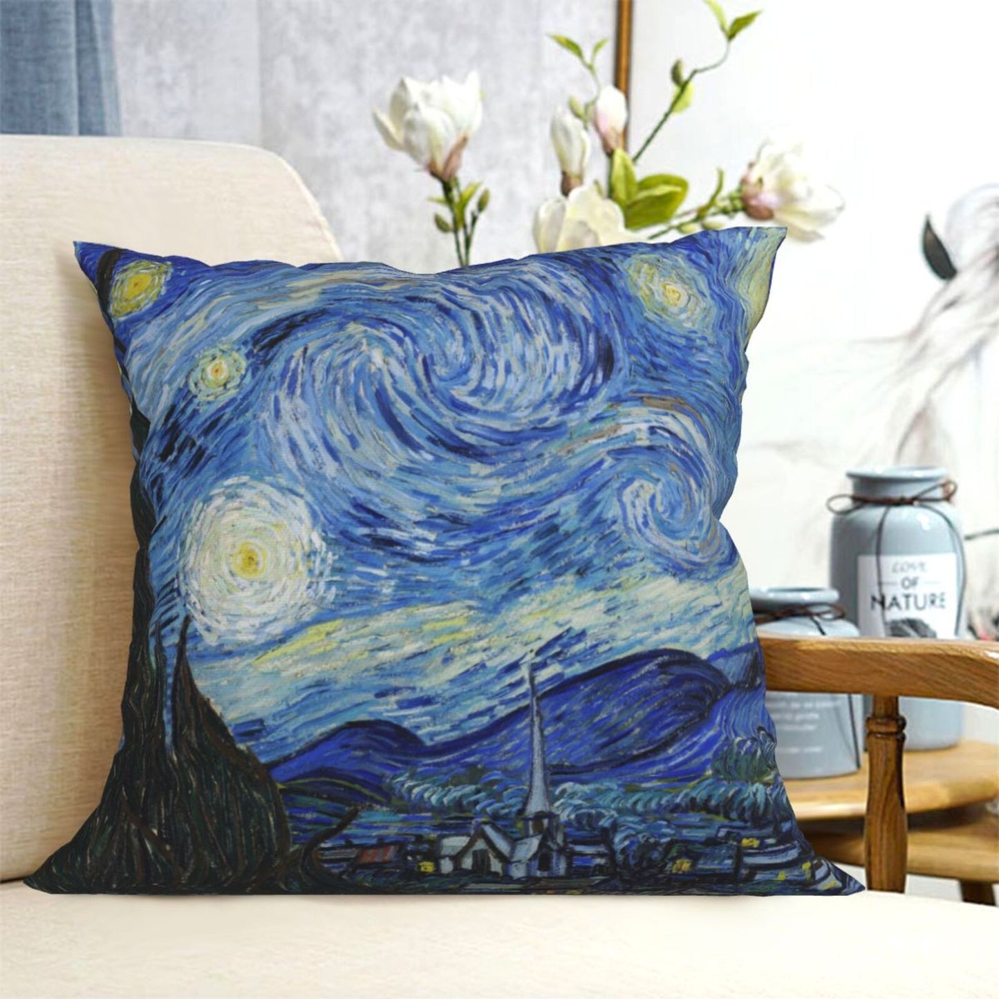 HOSTECCO Vincent Van Gogh Decorative Pillow Covers 18x18 in Set of 4