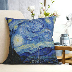 Blue swirling night sky art short-pile plush pillow cover