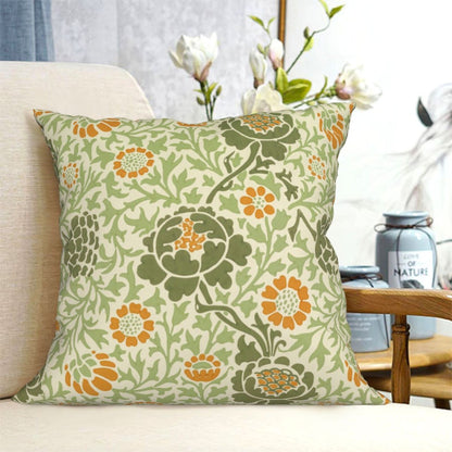 HOSTECCO William Morris Throw Pillow Covers 18x18 Inch Floral Pillow Cases for Sofa Couch Office