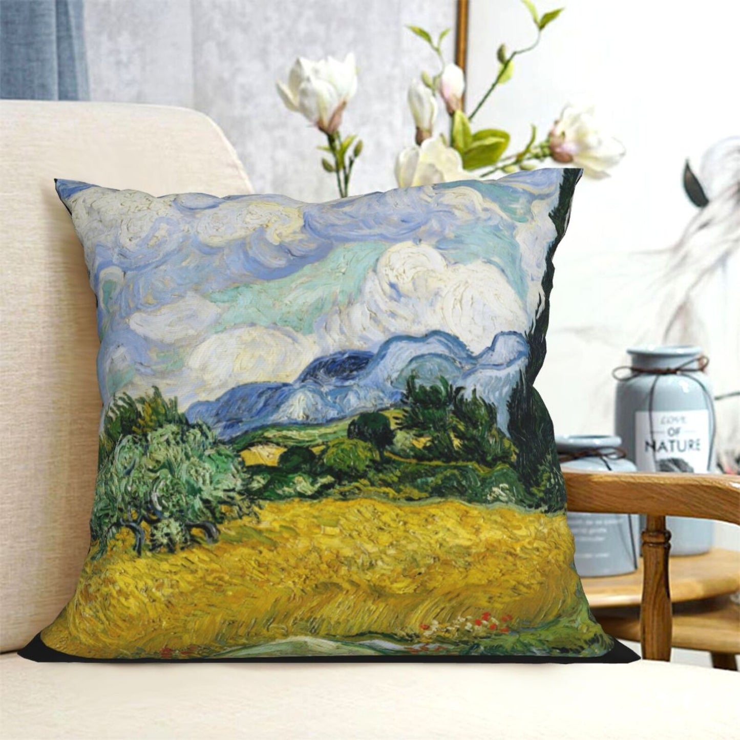 HOSTECCO Vincent Van Gogh Decorative Pillow Covers 18x18 in Set of 4