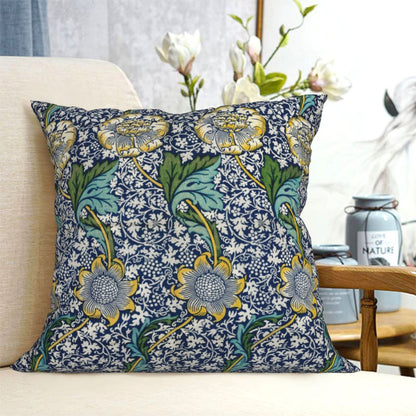 HOSTECCO William Morris Throw Pillow Covers 18x18 Inch Floral Pillow Cases for Sofa Couch Office