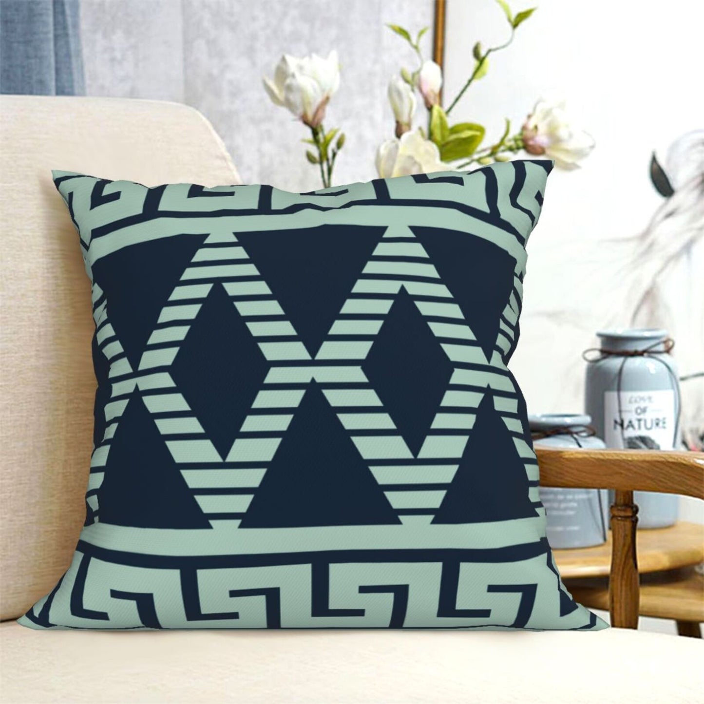 DHSGP-S3, HOSTECCO Geometric Throw Pillow Covers 18x18 inch Boho Ethnic Pillow Cases for Sofa Couch