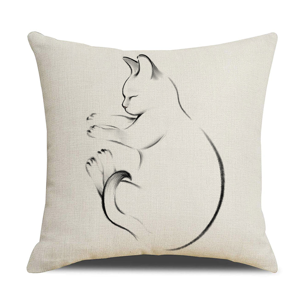 HOSTECCO Cat Throw Pillow Covers 18x18 inch Animal Painting Pillow Cases Pet Farmhouse Decorative Cushion Covers for Sofa Couch