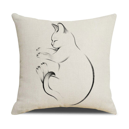 HOSTECCO Cat Throw Pillow Covers 18x18 inch Animal Painting Pillow Cases Pet Farmhouse Decorative Cushion Covers for Sofa Couch