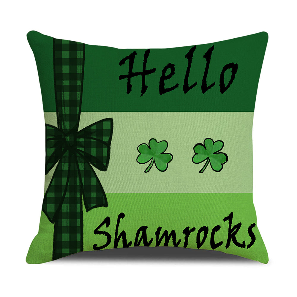 DHSSL，HOSTECCO St Patricks Day Pillow Covers 18x18 inch Set of 4  Lucky Shamrock Pillow Cases for Couch Sofa